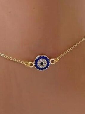 NEW Goth Gothic Sapphire Evil Eye Anklet Bracelet Evil Eyes Adjustable
